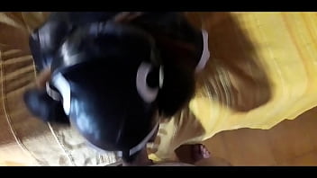 Preview 2 of Anna Lile - Pigtails blowjob,  deepthroat and massive oral creampie wearing high heels and pantyhose