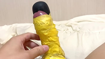 Preview 1 of Real Hairy Mature - 電マをパイパンちんぽに巻き付けてオナニー/ちんこ/ちんちん