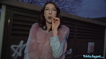 Preview 2 of Cozina Com Mama - Public Agent Chanel Kiss lollipop sucker is taken from behind after giving a worldclass blowjob