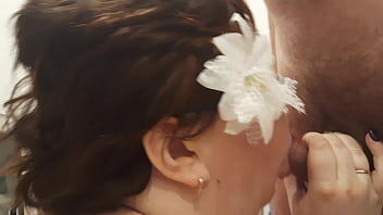 Preview 4 of Alice Marshall Old - Short-haired curvy slut sucks cock like a pro in the shower,  swallows all the cum