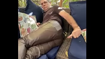 Preview 3 of Stepbrother Fuck Sister - Man in brown pig leather pants