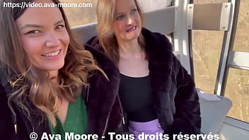 Preview 3 of Seduced By Step - Ava Moore - Baise lesbienne avec Jade Latour dans un t&eacute_l&eacute_cabine film&eacute_e par un inconnu - VLOG X