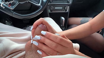 Preview 2 of Fake Fet - Fucked in the mouth the wife of the boss in his car,  sexy girl in stockings and big boobs