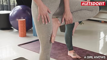 Preview 1 of Blowhob Facial - AGIRLKNOWS - (Kiara Lord,  Angelica Heart,  Monika Fox) - Huge Tits MILF Lesbians Seduces Straight Girl Into Sex After Hot Yoga Session
