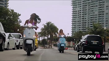 Preview 1 of Powerful Pissing - Hot big boobed ebony Tori Taylor and her nude badass GFs testing dragsters