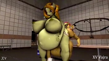 Preview 4 of Long Mint Gets Blow Job - 3D Huge Tits cowgirl POV  MLP w/ Sound added