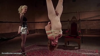 Preview 1 of Sunny Leone Nude With Specs - Man in upside down suspension whipped