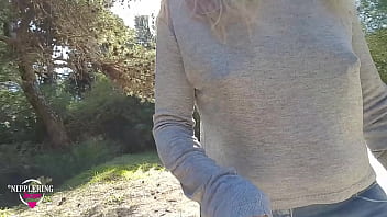Preview 4 of 18 School Doom - nippleringlover walking on the beach and flashing pierced tits with huge pierced nipples and big nipple rings