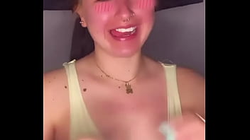 Preview 3 of Dog Saxse Full Hd - Teen girl shaking her boobs for gifts on a live. (Slow motion)