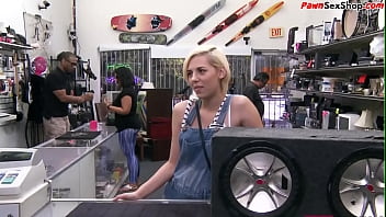 Preview 1 of Rough Porn America - Pawnshop amateur dickriding manager out the back of shop