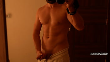 Preview 2 of Ennio Guardi Nathaly Cherie - Muscular guy couldn&#039_t pass by the mirror without jerking off