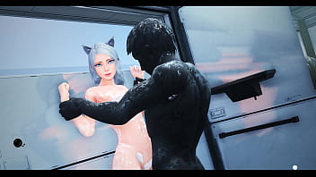 Preview 1 of Sisters Creampie - Valkyrie in the Bath [3D Hentai,  4K,  60FPS,  Uncensored]