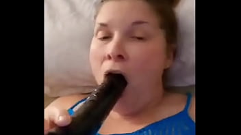 Preview 2 of Gstring Guy - Busty milf brunette sucks and masturbates with her bbc dildos