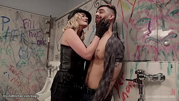 Preview 2 of Desi Telagu Jahnavi - Femdom pegging man in public toilet