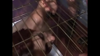 Preview 4 of Xxx89 Hd Com - Five horny studs fuck a red-haired slut in a cage in the mouth and shower her with sperm