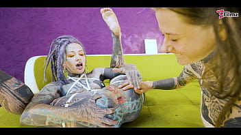 Preview 1 of Njkkh Xxxx - Alternative TATTOO Teens Fucking each other with Crazy Toys,  Anal GAPE,  DP,  Big Toys (goth,  punk,  alt porn) ZF036