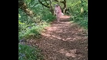 Preview 2 of Grandpa Granddaughter Blindfold - Naughty girl walks naked in the woods