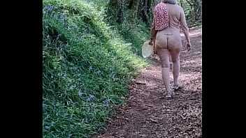 Preview 3 of Grandpa Granddaughter Blindfold - Naughty girl walks naked in the woods