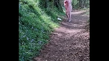 Preview 4 of Grandpa Granddaughter Blindfold - Naughty girl walks naked in the woods