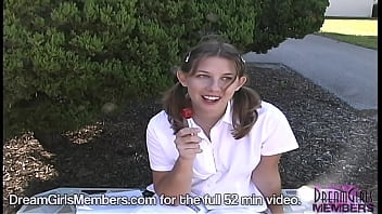 Preview 1 of Real Life Lesbian - College Student Has No Panties On Underneath Her Skirt