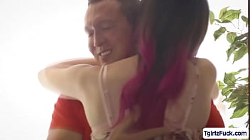 Preview 1 of Older Xnxx - Small tits ts Natalie Stone bareback sex