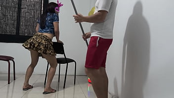 Preview 2 of Mass I Vedio - The cleaning worker seduces his boss during working hours. The man sensually touches his boss and sucks her tits