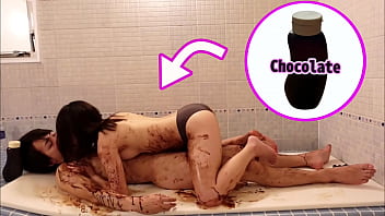 Preview 4 of Sex Kahni Hindi - Chocolate slick sex in the bathroom on valentine&#039_s day - Japanese young couple&#039_s real orgasm