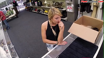Preview 2 of Mom And Son Sex On Bathroom - Petite pawnshop amateur sucking pov cock before fucking
