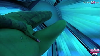 Preview 3 of Angelica Joly - DEUTSCHE TIGHT TINI - ECHTER AMATEUR  SOLARIUM VLOG