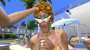 Preview 2 of Shemale Nailscratching - GRANNY TREAT 2 - When the cuckolds are away the old tarts will play - Sims 4