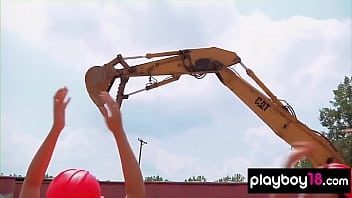 Preview 2 of Cute Khole - Big boobed naked badass asian babe Tiffany Luu and GFs demolishing a house