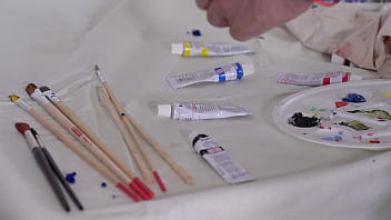 Preview 1 of Suin Xxx - Slutty Teenage Model Irina Cage Opens Her Legs for Stud Painter GP2220