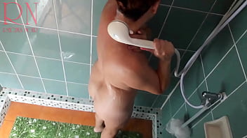 Preview 3 of Im Noin Biohi - Nudist housekeeper Regina Noir washes in the shower with soap,  naked maid shaves her pussy,  brushes teeth. Naked housewife.