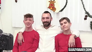 Preview 2 of Only Mim - Sleazy gay step daddy fucks stepsons during christmas