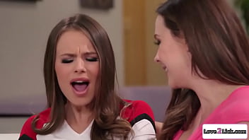 Preview 2 of Slapping Choking N Spanking Sex - Brunette cheerleader licked by stepmom