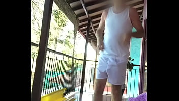 Preview 2 of Connie Carter Woodman Anal - Cock out of white tee shirt and white boxer shorts