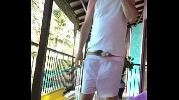 Preview 4 of Connie Carter Woodman Anal - Cock out of white tee shirt and white boxer shorts