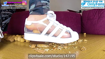 Preview 3 of Taxi Little - Sneaker Crush adidas superstars crushing barefoot stinky sweaty feet crush
