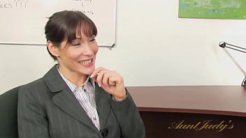 Preview 1 of Amarna Miller Black Cock - AuntJudysXXX - Busty 35yo MILF Angela James Fucks at the Office (AJ Classics)