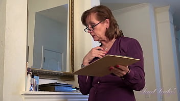 Preview 1 of Busty In Kitchen Cleaning - AuntJudys - 60yo Texas Redhead GILF Marie is your new Secretary