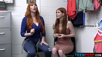 Preview 1 of India Dshi - Redhead step Mom and Daughter Caught Stealing and Detained in Security Office