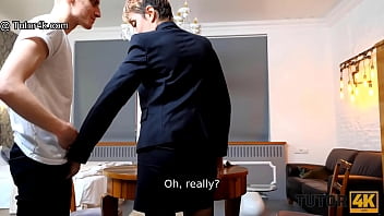 Preview 2 of Sisters Dadd - TUTOR4K. Guy steals tutors glasses and with ease seduces mature woman