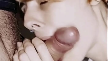 Preview 2 of Pee Drink Girls - Sammy Splosion in Hogwarts uniform sucks cock and gets cum on her tits