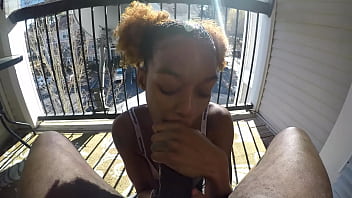 Preview 3 of Kuki Cruz - POV DEEPTHROAT BY BREEZY ON HER BALCONY