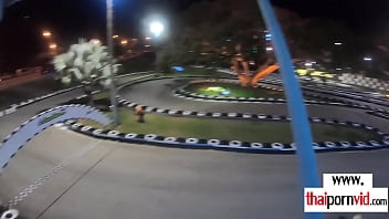 Preview 3 of First Time Xxxx Videw - Amateur Thai teen Cherry taking a ride in a kart then on a big white dick