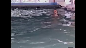 Preview 1 of Eape Porn - Slim brunette with long legs passionately rides a big hard cock by the pool