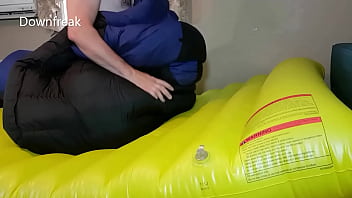 Preview 3 of Huge Natural Boob Tube - Short Version Humping Overfilled Feathered Friends Sleepingbag With Cum Covered Finish