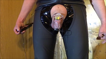 Preview 2 of Nikta Bellucci - E-stim cum milking with chastity cage