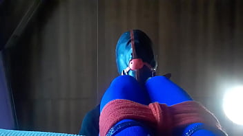 Preview 1 of Nora Salinas Desnu - Laura is bound sitted on a sofa taking a big cock on her mouth. Sloppy spitting blowjob with huge oral creampiee