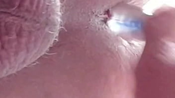 Preview 4 of French Fick - Fucking my ass with my glass dildo toy. Feeing it pumping in and out and showing you close up